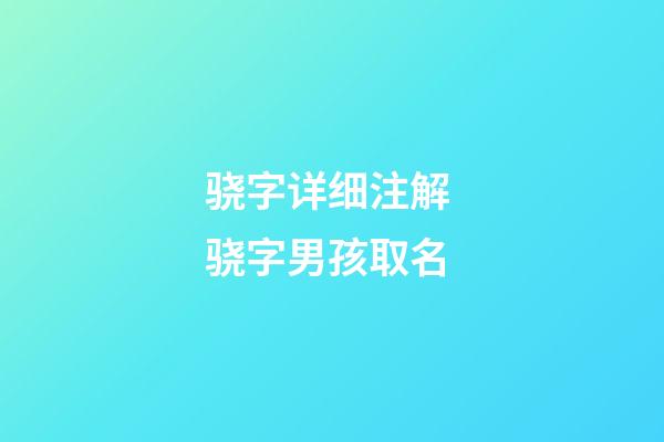 骁字详细注解 骁字男孩取名